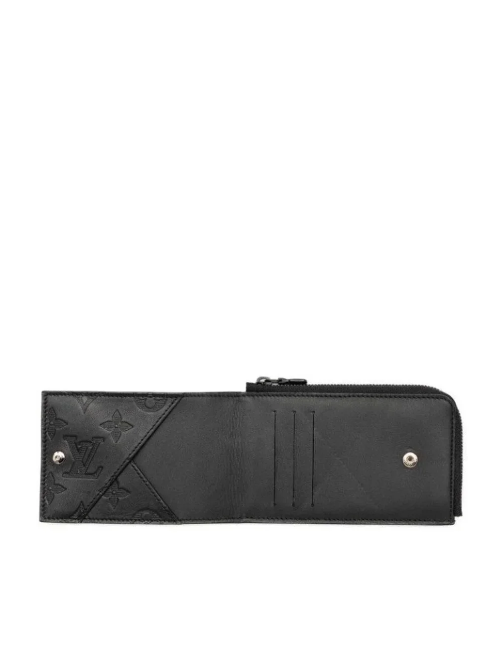 Louis Vuitton Monogram Shadow Hybrid Wallet Bifold Compact Noir Black Leather